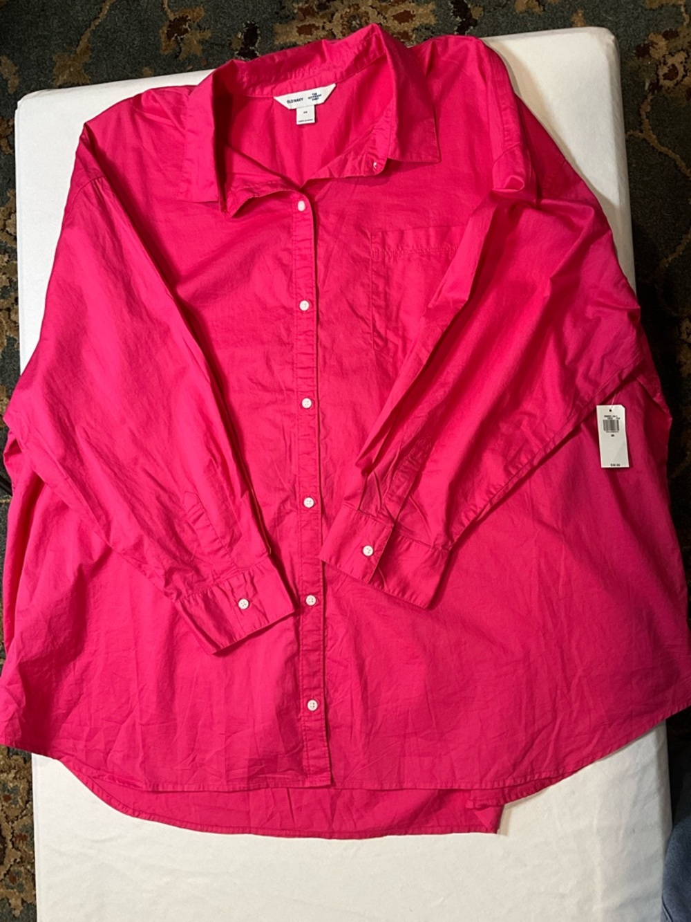Old Navy Hot Pink Button-Down Boyfriend Shirt Size 3X - Picture 6 of 7